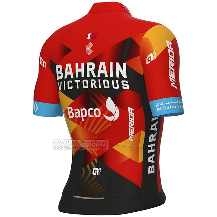 2023 Cycling Jersey Bahrain Victorious Red Black Short Sleeve And Bib Short
